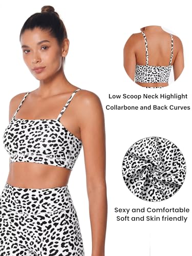 Image of Sunzel Adjustable Straps Sports Bra Padded Yoga Crop Top Light Support | Buttery Soft, Wireless, Adjustable Spaghetti Straps, Removable Pads, Bandeau Bra with Straps, Workout Gym Daily Wear