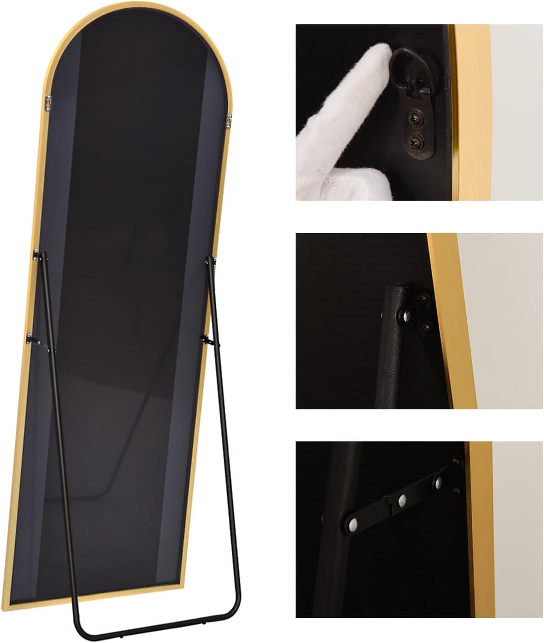 Full Length Floor Mirror, 82x42 Inch Oversized Arched Standing Mirror in Gold for Bedroom, Living Room, Dressing Room - Elegant Freestanding Leaning Mirror Decor - Image 6