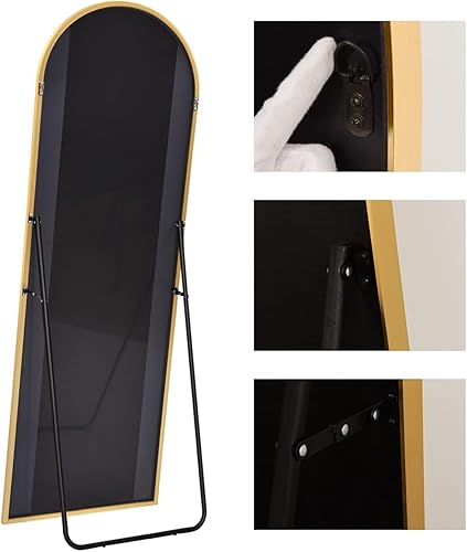 Vista 23 de Espejo de pie arqueado de 71 x 28 pulgadas, espejo de pie dorado de longitud completa para dormitorio, sala de estar, vestidor, espejo alto más