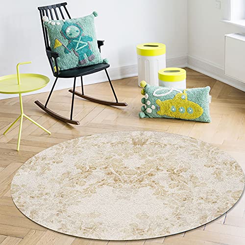 Round Area Rugs 3 Ft Diameter For Nursery Room Vintage Rustic Floral Design Yellow Decorative Rug Carpet Floor Mat Yoga Mat For Boys Girls Playroom Home Decor #TOP3