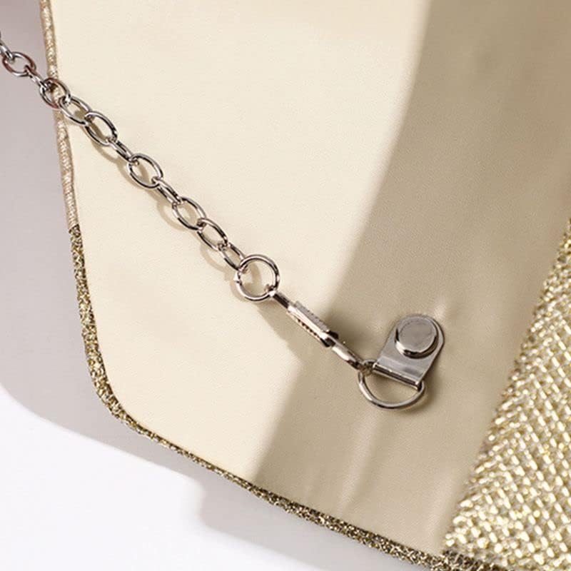 Women's Satin Pleated Glitter V Shape Envelope Style Clutch Evening Bag Perfect For Wedding Bridal Prom Party
