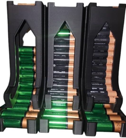 Compact AA and AAA Battery Organizer Dispenser – Wall Mount or Desktop Storage Rack for 15x AA & 14x AAA – Vertical Tall Battery Holder (Black) image 3