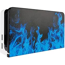 PlayVital Placa de Dock para Nintendo Switch OLED Accesorios Dock Carcasa para Charging Dock Cover Cubierta de Base Anti-Rayas Tapa Funda para Nintendo Switch OLED Dock-No Incluye Dock(Llama Azul)