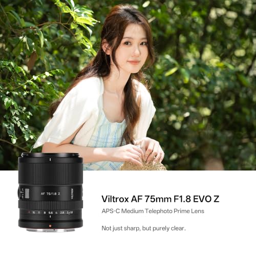 Image of VILTROX 75mm f /1.8 EVO Z-Mount Lens, 75mm F1.8 Large Aperture Auto Focus APS-C Prime Lens Compatible with Nikon Z-Mount Cameras Z30, Z50, Z50ll, ZFC, Z5, Z5ll, Z6, Z6ll, Z7, Z7ll, Z8, Z9, ZF, ZR