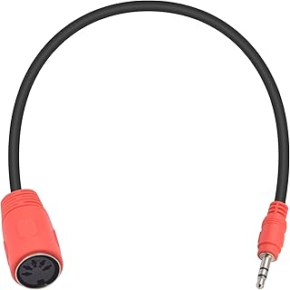 Poyiccot MIDI Cable 1.5ft, 3.5mm to 5 PIN DIN Female Cable, Type B MIDI to 3.5mm TRS Breakout Cable Compatible for Arturia Keystep，Beatstep Pro，Launchpad Pro MK2（Red Plug）