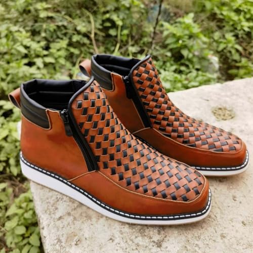 Zenfaze Handcrafted Western Cowboy Boots, Zenfaze Shoes for Men, Square Toe Leather Hand-Woven Petatillo Boots3