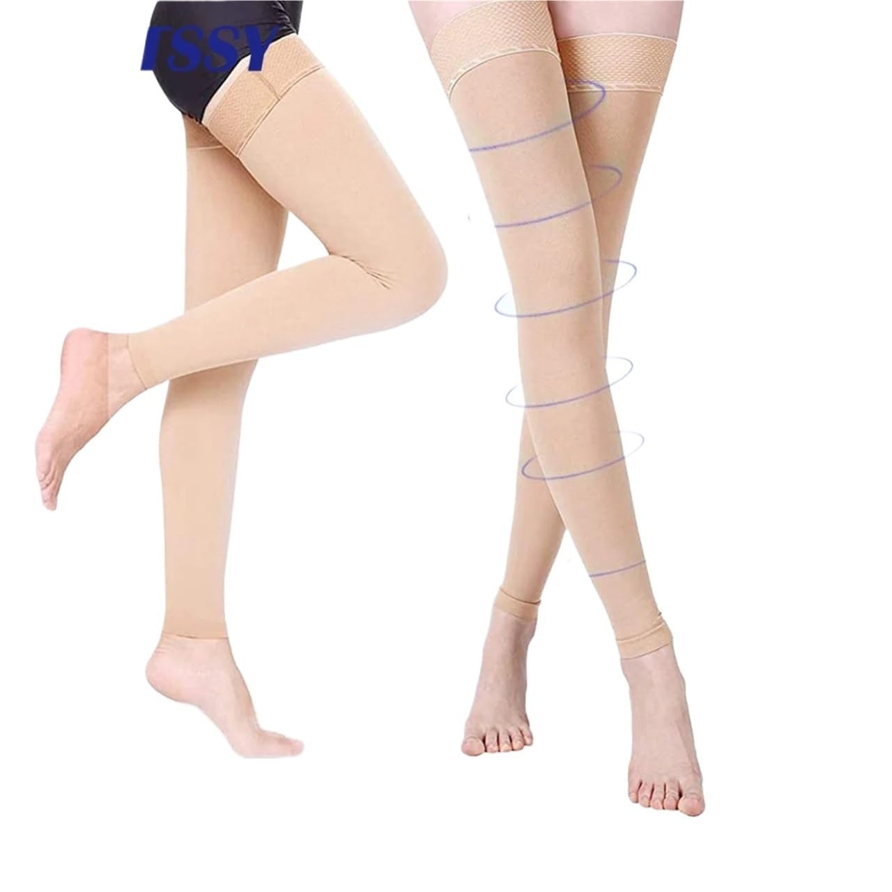 Kompressions Beinlinge 1 Paar Oberschenkelhohe, fußlose Kompressionsstrümpfe for Damen und Herren, feste Kompression (20–30 mmHg), abgestufte Unterstützung Für den Sport
