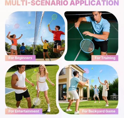 Image of AboveGenius Badminton Rackets Set, Lightweight Badminton Set Includ 4 /6 PCS Rackets, 6 Birdies, Outdoor Backyard Games, Racquets for Adults, Teens, Family Beginner