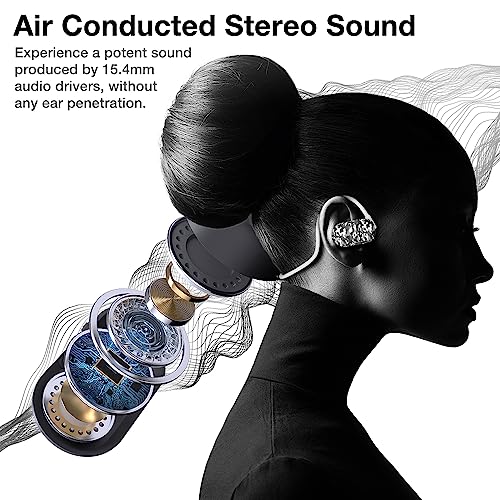 Image of Purity Air Open Ear Headphones - True Air Conduction Wireless Bluetooth Open Ear Earbuds with Dual Mic for iPhone /Android - Secured Long Wearing Comfort, Sports Sweat Resistant (BWCS149)