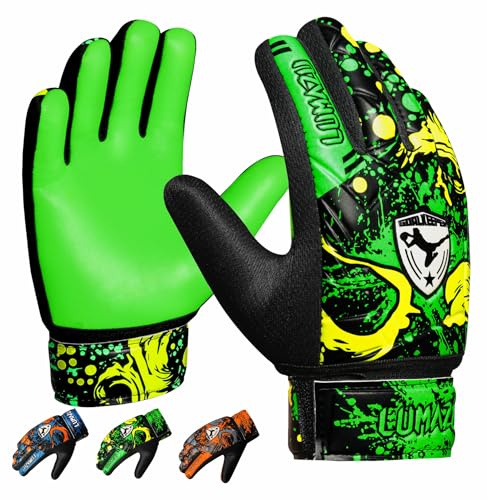 LUMAZU Football Goalkeeper Gloves for Adults Anti Slip Shock Absorption Padded Premium Soccer Goalie Gloves Wrist Protection for Men Women Goalkeeping
