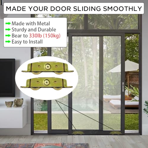 2 Pack Sliding Glass Door Rollers Replacement, 1-1/4\" Steel Ball Bearing Patio Door Wheels, Heavy Duty Tandem Wheels Assembly for Andersen, Truth Part #31761A, Jeld Wen, Milgard, Marvin, Peachtree - Thumbnail 4