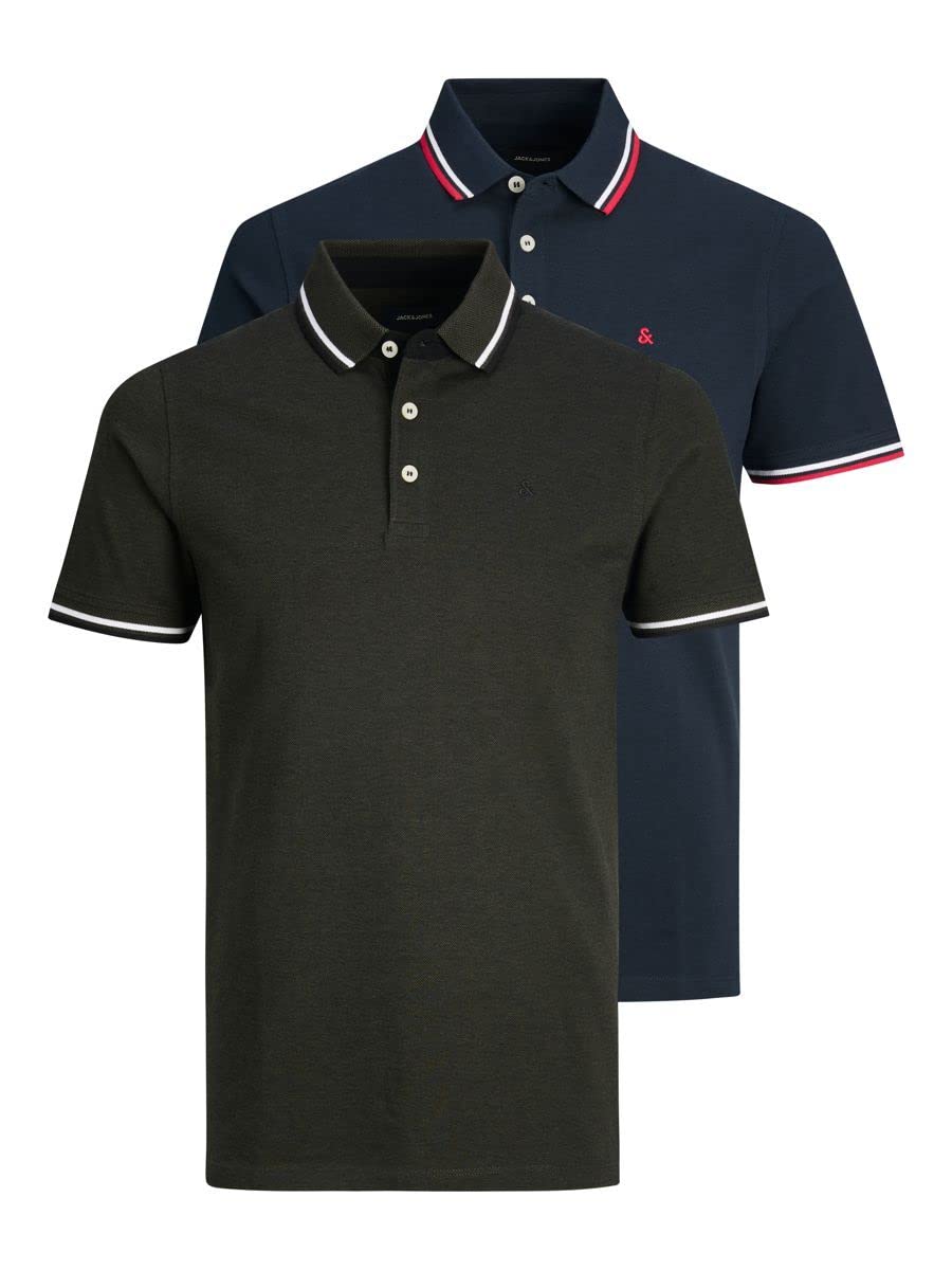 Jack & Jones Men's Jjepaulos Polo Ss 2pk Mp Polo Shirt (pack of 1)