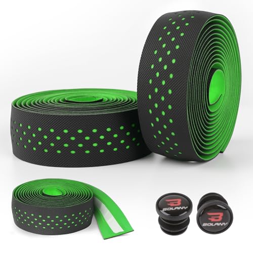BOLANY Lenkerband für Rennrad, 2 Rollen PU-Oberfläche EVA-Schaum Lenkerbänder mit Endkappen