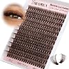 Dark Brown Lash Clusters 80D Fluffy Wispy Volume Cluster Eyelash Extensions D Curl 1018mm Individual Cluster Lashes 240PCS Brown Eyelash Clusters DIY Lash Extension for Natural Glam Look by Yawamica