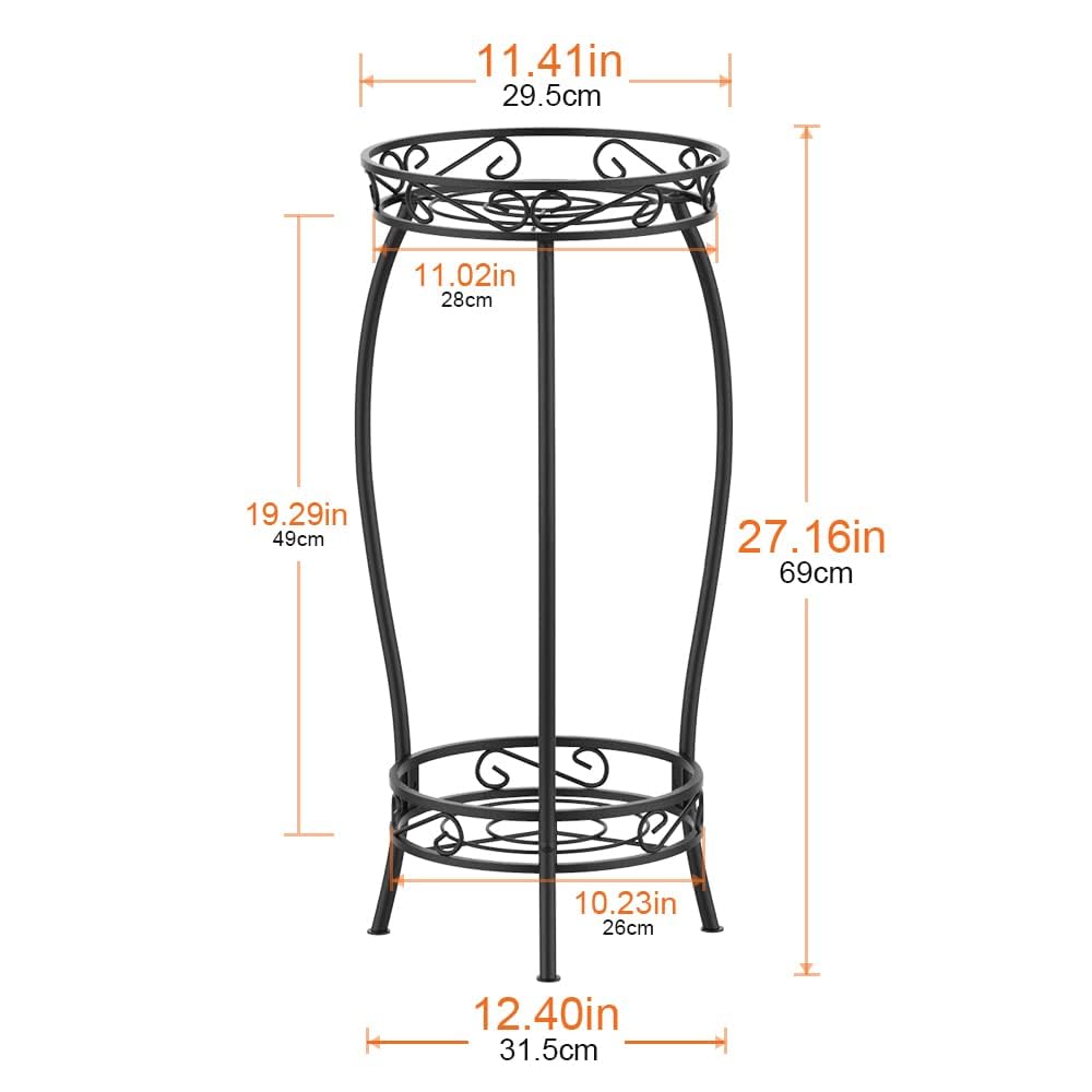 Bomclap Pflanzenständer Metall, 69cm Blumenständer Pflanzenständer, 2-stufige Blumentopf Ständer Blumentopfhalter für Drinnen & Draußen, Schwarz