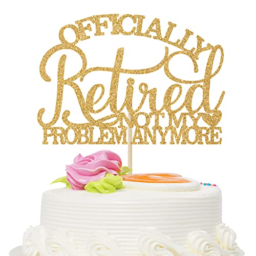 Gyufise Topper Per Torta Con Scritta "Happy Retirement", Con Glitter Dorati, Decorazione Per Torte Per Feste In Pensione, 1 Confezione - Foto 8