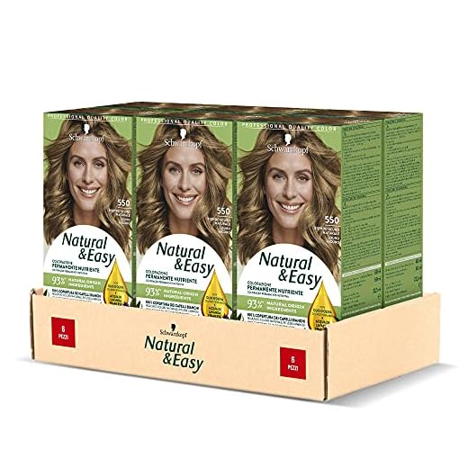Schwarzkopf, Natural & Easy, Tinta per Capelli Permanente, Nutriente, con Olio d'Oliva ed Estratto di Lavanda, Copertura dei Capelli Bianchi, Tonalità 550 Biondo Scuro Naturale, 6 pz