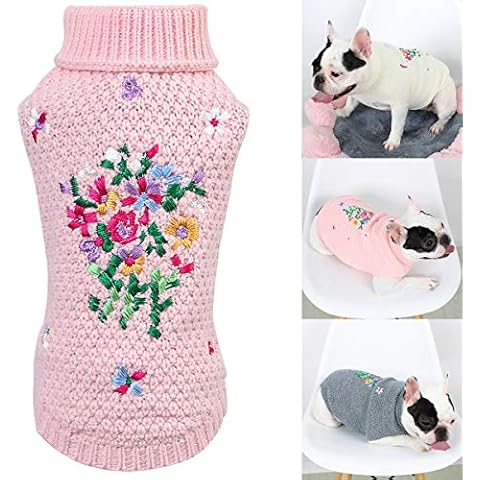 Eurobuy Turtleneck Floral Dog Sweater Cover