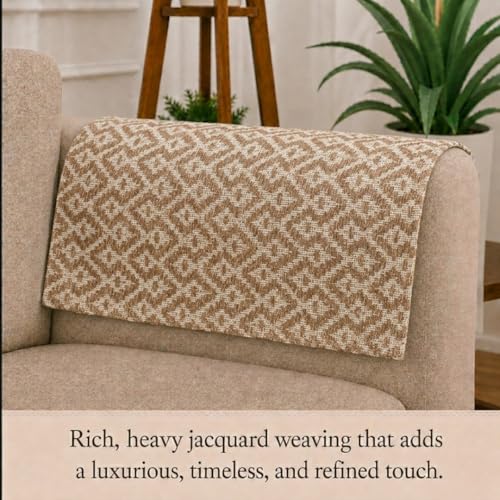 Image of STITCHNEST 'Nomad Weave Collection' Sofa Armrest Cover | Elegant Jacquard Fabric, Washable & Durable for Modern Living (18 x 22 Inches) 28