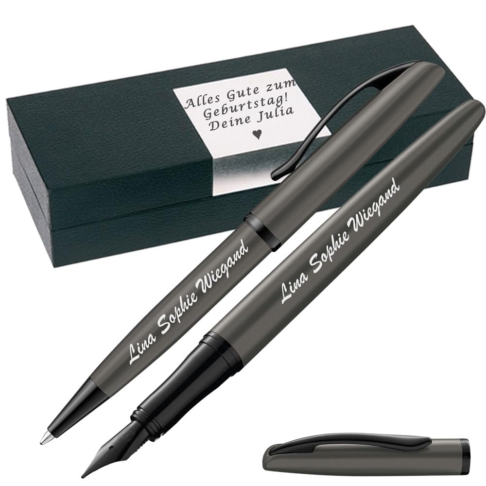 Pelikan Schreibset Fuellhalter & Kugelschreiber Jazz Noble Elegance Stone mit Gravur - quadratische Gravurflaeche