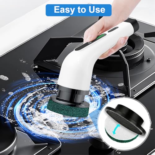 Image of Supvox 4Pcs Replacement Attachment Cleaning Kit for Electric Cleaning Brush, Sponge Pad, Scouring Pad, Fleece Buffing Pad, Microfiber Pad Universal Electric Spin Scrubber Replacement Head