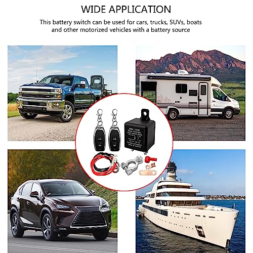 Remote Battery Disconnect Switch, Anti-Theft Car Kill Switch, Battery Cut Off Switch DC12V, 200A for Car Vehicle Truck Boat RV & More, Heavy Duty Battery Isolator Switch (12V, 200A) - Thumbnail 5