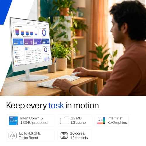 Image of HP All-in-One, 13th Gen Intel Core i5-1334U (8GB DDR4, 512GB SSD) IPS, Three-Sided, Micro-Edge, Anti-Glare, FHD, 27''(68.6cm), Win 11 Home, Office 24, 6.41kg, FHD IR Camera, 27-cr0425in