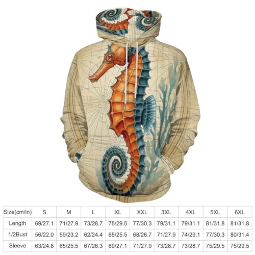 Pull à manches longues ample et chaud contre le vent motif imprimé 3D marin