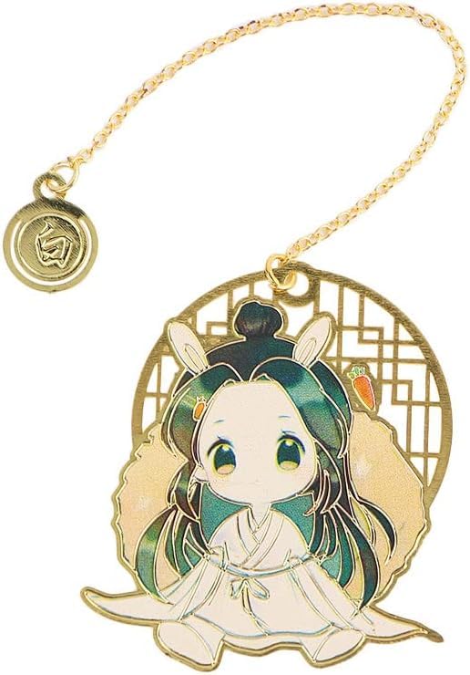 1Pc Heaven Official's Blessing Tian Guan Ci Fu Metal Hollowing Bookmark - Cartoon Figures Printed, Classical Vintage Chinese Style