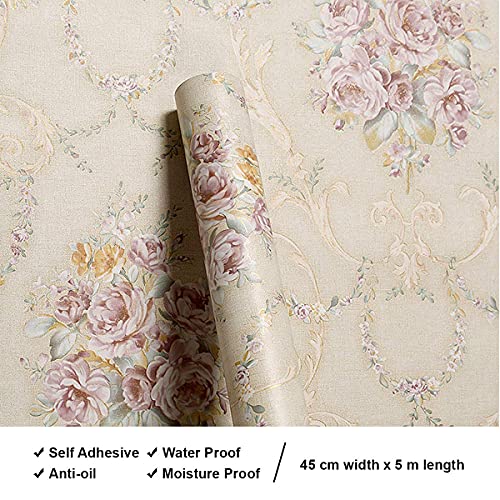 Image of SARVATRAY Kitchen Stickers - Oil Proof Heat Resistant, Wall Stickers, Vinyl Sheet, 1.5 X 9.5 SQ FT (3 M Floral Cream WS)
