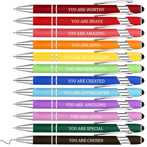 12 Pcs Quotes Pen Inspirational Ballpoint Pen with Stylus Tip ...