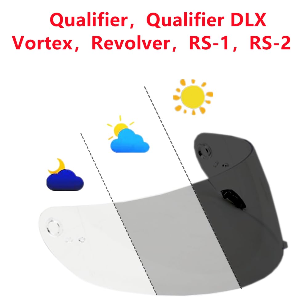 Photochromic Shield Helmet Visor Replacement for Bell RS-1/RS-2/Qualifier DLX/Vortex/Revolver/Star Motorcycle Helmets