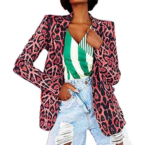 Bessiboog Women's Suit Individual Jacket Lapel Suit Blazer Open Front Casual Suit Long Sleeve Office Suit_Red2_4XL Cover