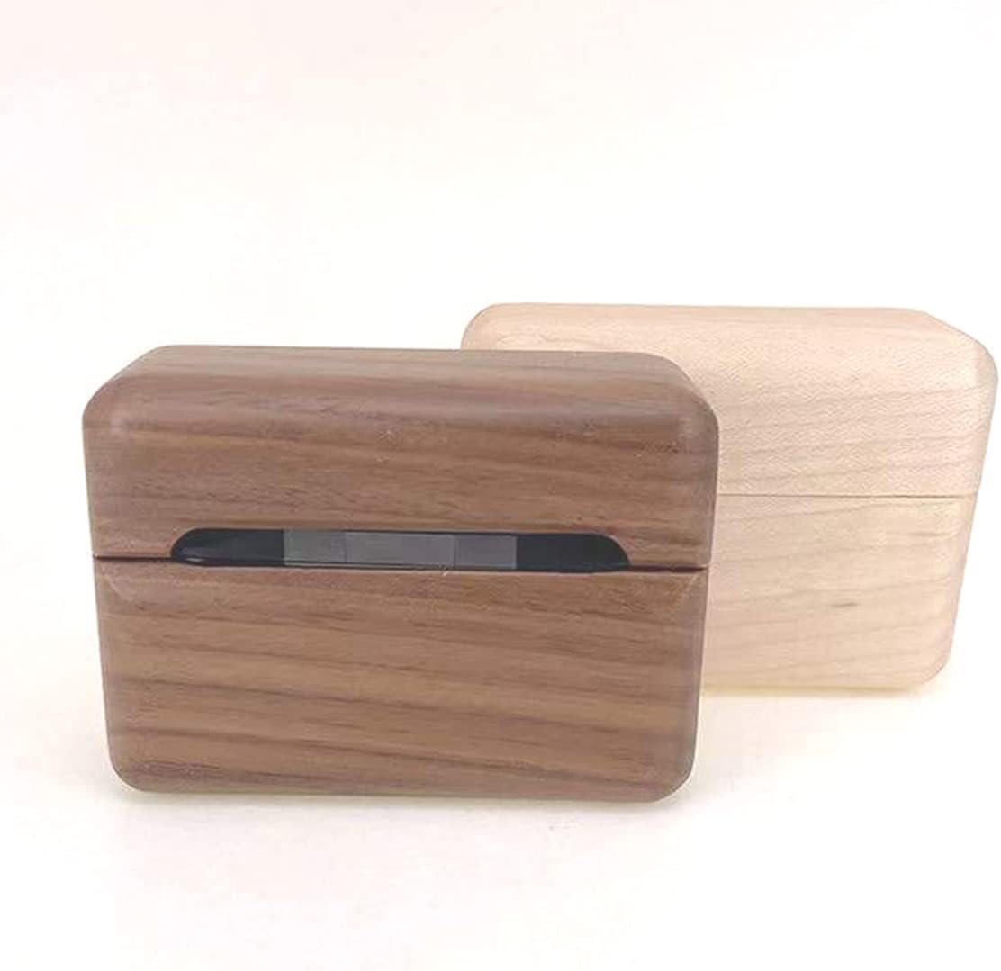 Suitable for Huawei FreeBuds Pro(2021) Wood Protective Case Cover, Nature Wooden Hard Shell Shockproof with Carabiner, Portable Full Protective Travel Case for HUAWEI FreeBuds Pro Earphone Maple