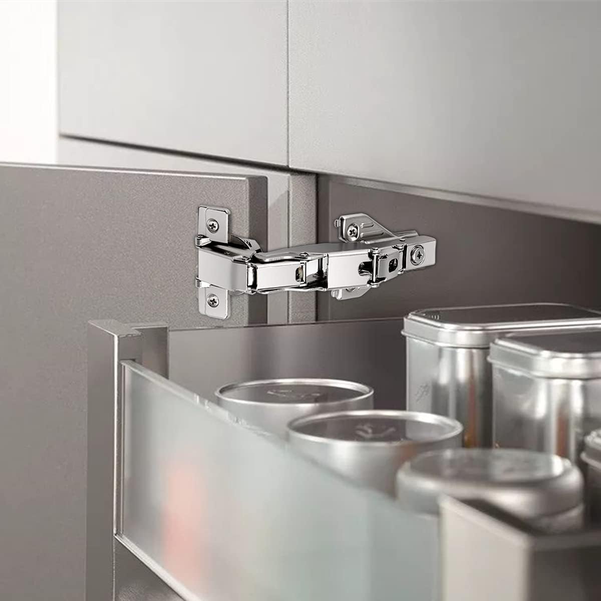 Probrico 4 Pack Full Overlay Cabinet Hinges, 165° Concealed Hinges, Face Frame Lazy Susan Hinge Design for Corner Kitchen Cabinet, Cupboard Folded, Folden Door, Closets