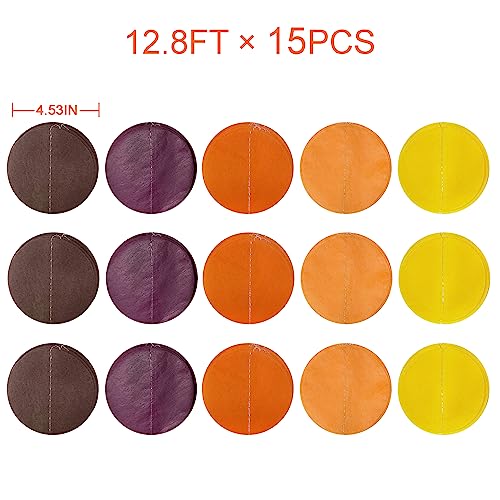 Image of 192Ft Fall Party Decorations Big Circle Dots Backdrop Garland Yellow Orange Burgundy Brown Tissue Paper Polka Dot Hanging Streamers for Birthday Wedding Fall Autumn Thanksgiving Harvest Party Supplies