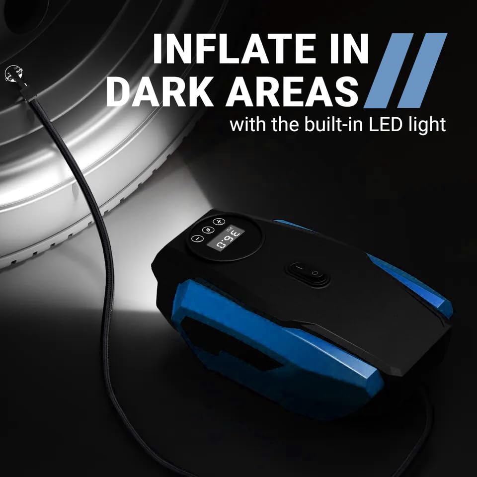Image of Mrsdry 150psi Air Tyre Inflator for Car and Bike Pump Auto Stop (Blue)