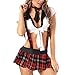 Produktbild style_dress Dessous, Dessous Erotik Damen Sexy Lattice Babydoll Nachtwäsche Reizwäsche Frauen Spitze Uniformen Erotik Unterwäsche Set Lingerie Negligee (Weiß, M)