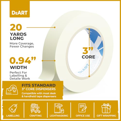 Image of DEART Colored Masking Tape Painters Tape 12, 8 or 6 Pack - 1 or 0.6 Inches for DIY Crafts Arts Supplies, Whiteboard Tape Dry Erase Board Tape for Kids No Residue (4, 0.98 Inch Beige)