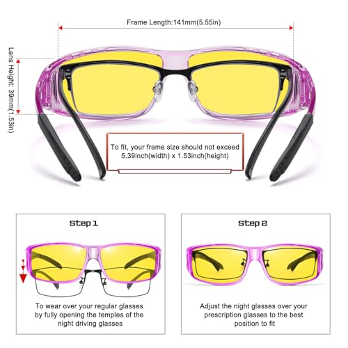 Image of HAOLOTA Night Vision Driving Over Glasses, Polarized Nighttime Glasses Men Women Anti Glare Yellow Tinted Lens