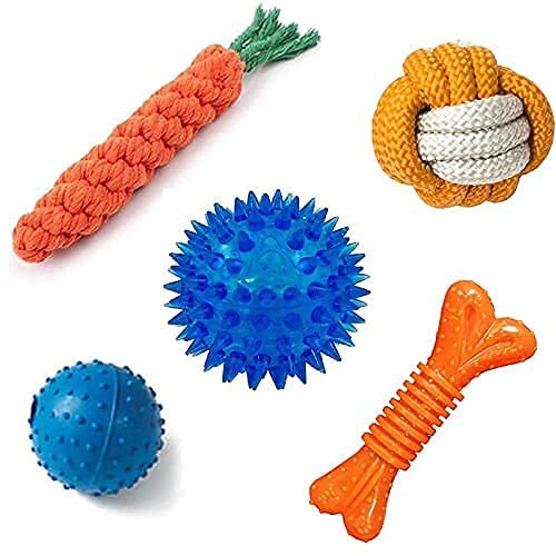 KittuPet Puppies & Small Dogs Toys Spike Teether Ball Toy Rope Fetch Ball Toy Gums Cleaner Correct Rope Toy Play Bell Ball Toy Rubber Chew Bone Toy Pack of 5 (B0BXKVJ4GC) Amazon Price History, Amazon Price Tracker