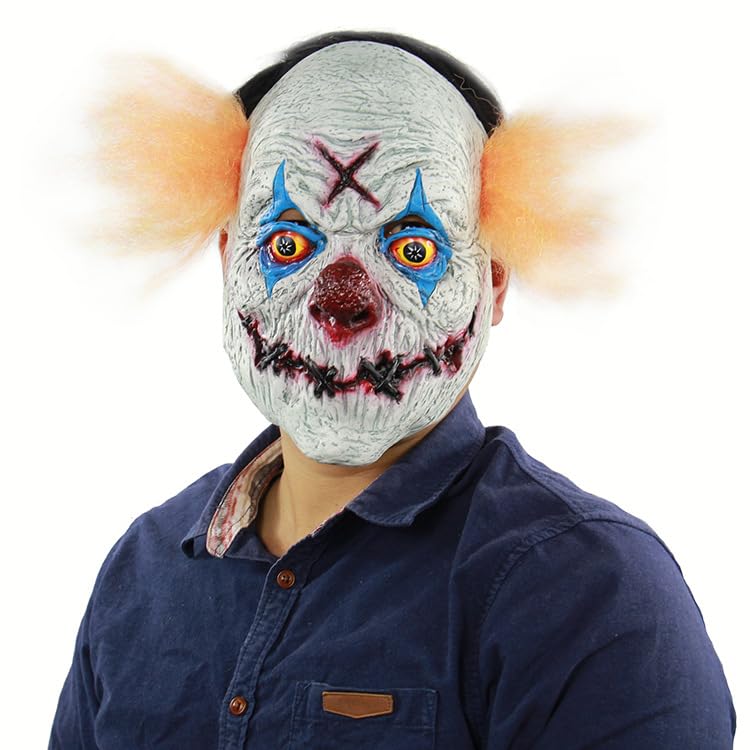 eBoutik, Adult Halloween Latex Realistic Costume Creepy House of Horror Spooky Clown Full Face Mask - Image 2