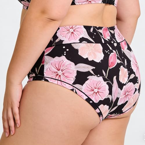 Image of Women's Plus Size XL-5XL Underwear High Waist Briefs Panties Rose Floral Print Ladies Undies 5-Pack