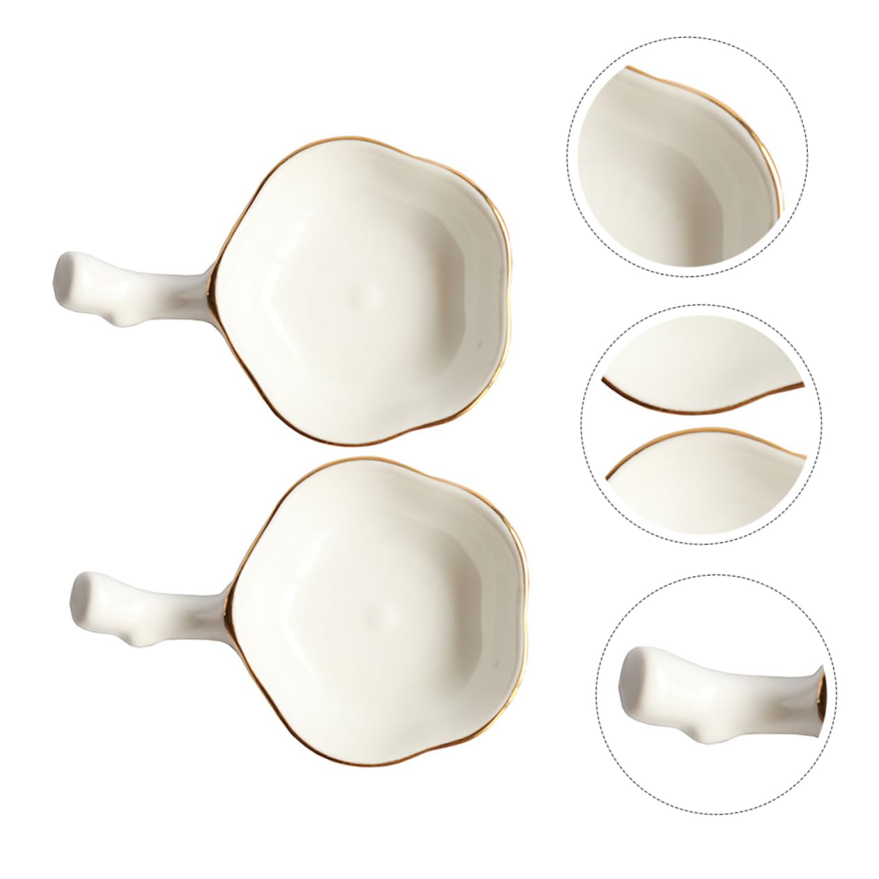 VICASKY 2Pcs Ceramic Chopstick Saucer with Rest Holder Elegant with Gold Trim Simple Design for Dining for Home Parties and Unique