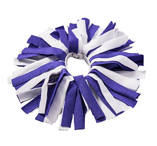 Pomchies ID Pom Keychain, Backpack Tags, Luggage Identifiers + Hair Bows-Color: Something Blue, Shiny Purple/White, (2 Pack)