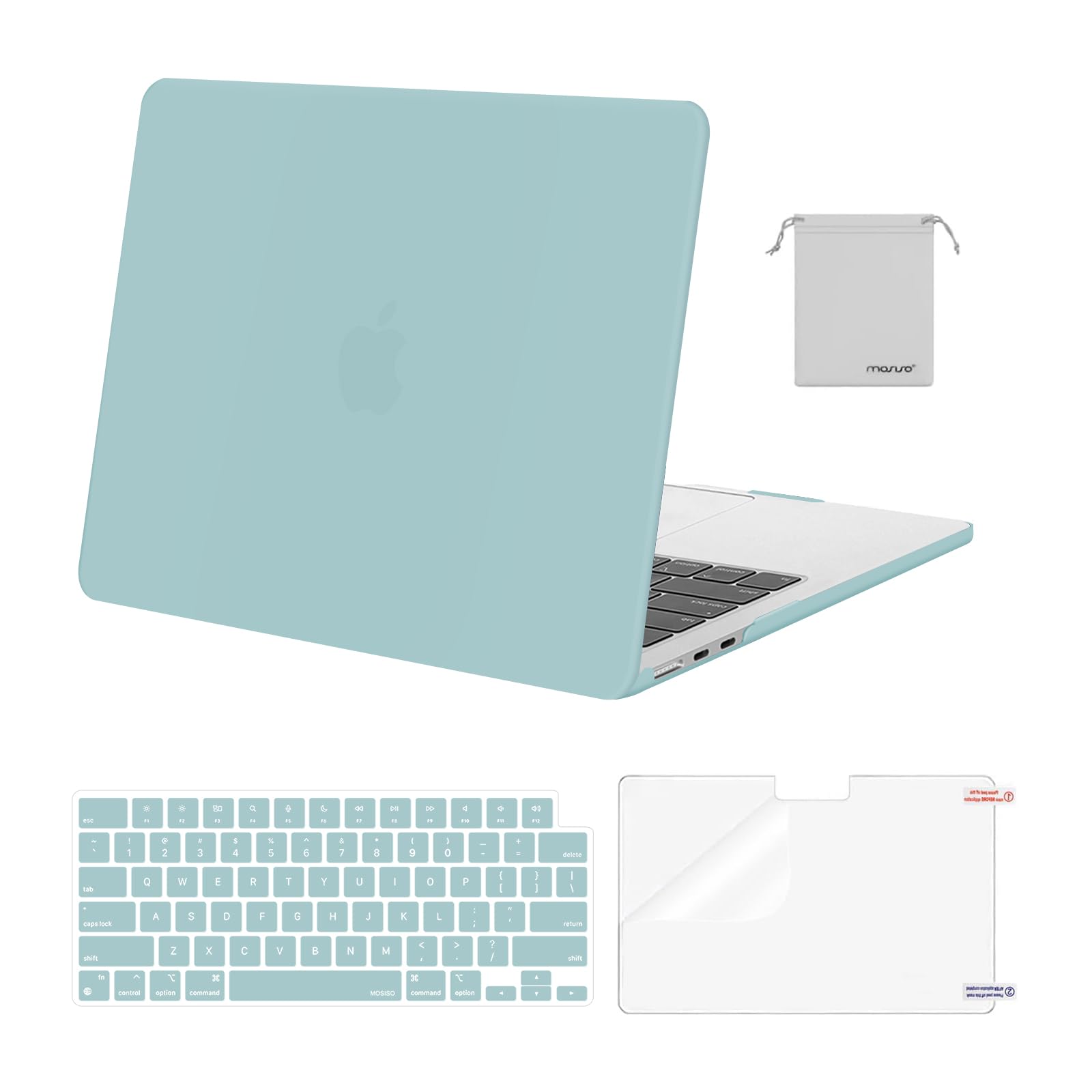 MOSISO Compatible with MacBook Air 13 inch Case M5 2026 M4 2025 M3 M2 2024-2022 A3449 A3240 A3113 A2681,Hard Shell&Keyboard Cover&Screen Film&Pouch for MacBook Air 13.6 inch Case, Crystal Clear — view 17