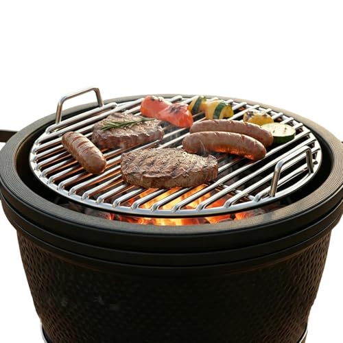 Parrilla de acero inoxidable | Soporte de cocina para barbacoa antiadherente, resistente al calor, portátil, 35 cm, 40 cm, 45 cm, diseño robusto | Barbacoa de carbón de madera, para fumadores
