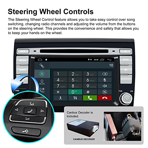 pour Fiat Bravo 2007-2012 Android 12 Octa Core 4 Go de RAM 64 Go ROM 7 "Lecteur DVD de Voiture Multimédia Système GPS Support Voiture Auto Play/TPMS/OBD / 4G WiFi/Dab - Image 5