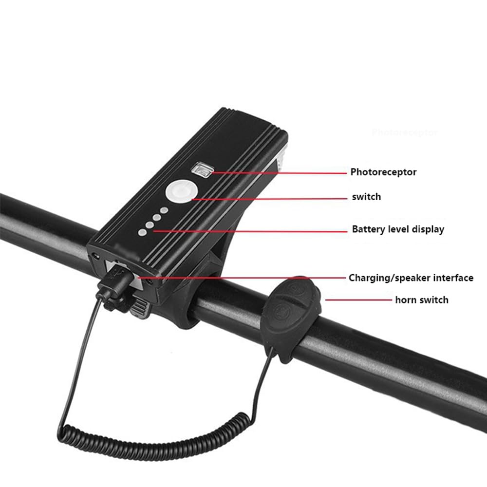Faro Anteriore per Bicicletta Ricaricabile Tramite USB, 350 Lumen, Impermeabile, Ideale per Bici da Strada, Mountain Bike e da Città.
