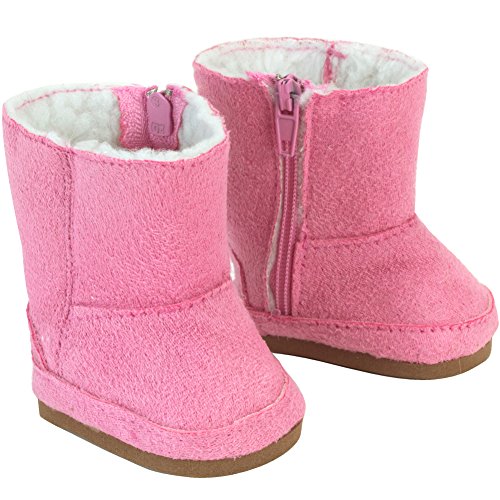 Sophia's Doll Boots Pink Suede Ewe Boot, 18 Inch Doll Shoes Fits 18 Inch American Girl Dolls